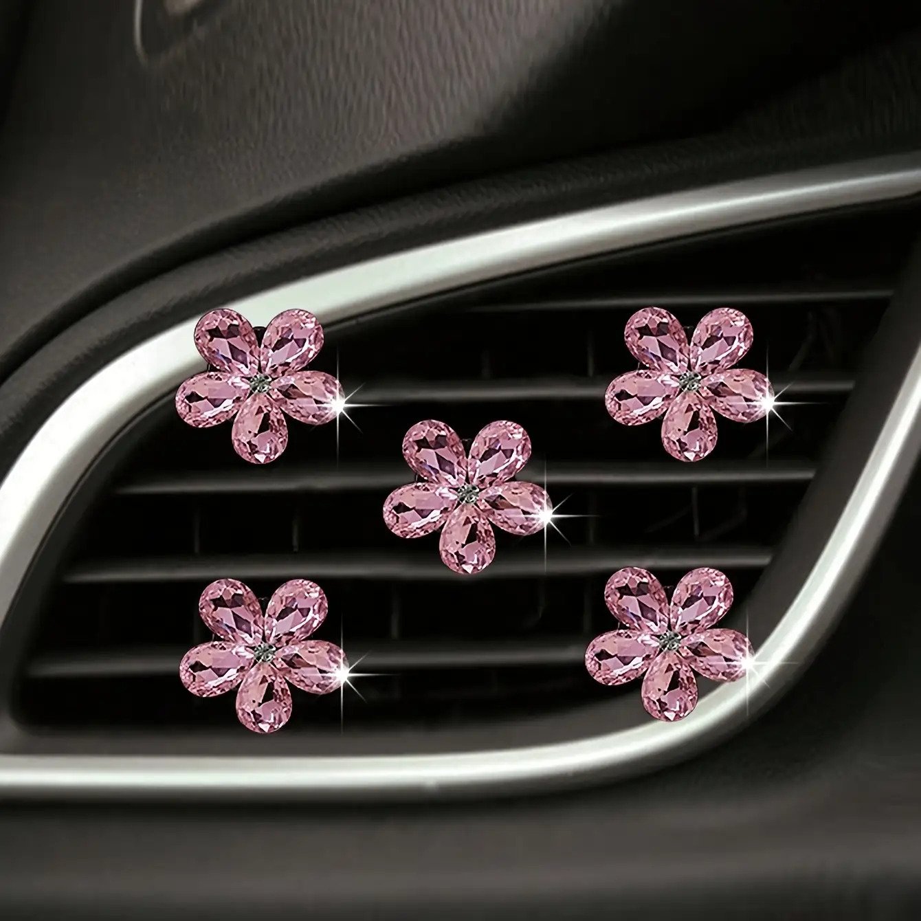 5Pcs 블링 크리스탈 플라워 자동차 에어 벤트 클립  - Car Accessories Evil Eye 리뷰 및 가격