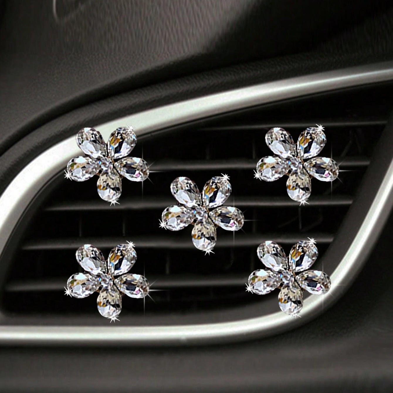 5Pcs 블링 크리스탈 플라워 자동차 에어 벤트 클립  - Car Accessories Evil Eye 리뷰 및 가격