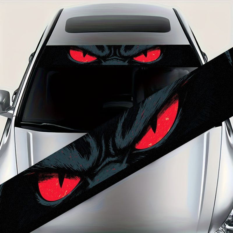 자동차 앞유리 선바이저 배너 데칼 악마의 붉은 눈 그래 - Car Accessories Evil Eye 리뷰 및 가격
