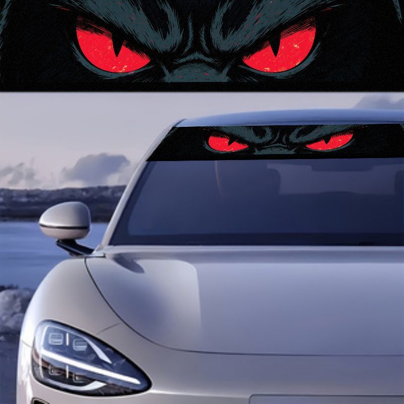 자동차 앞유리 선바이저 배너 데칼 악마의 붉은 눈 그래 - Car Accessories Evil Eye 리뷰 및 가격