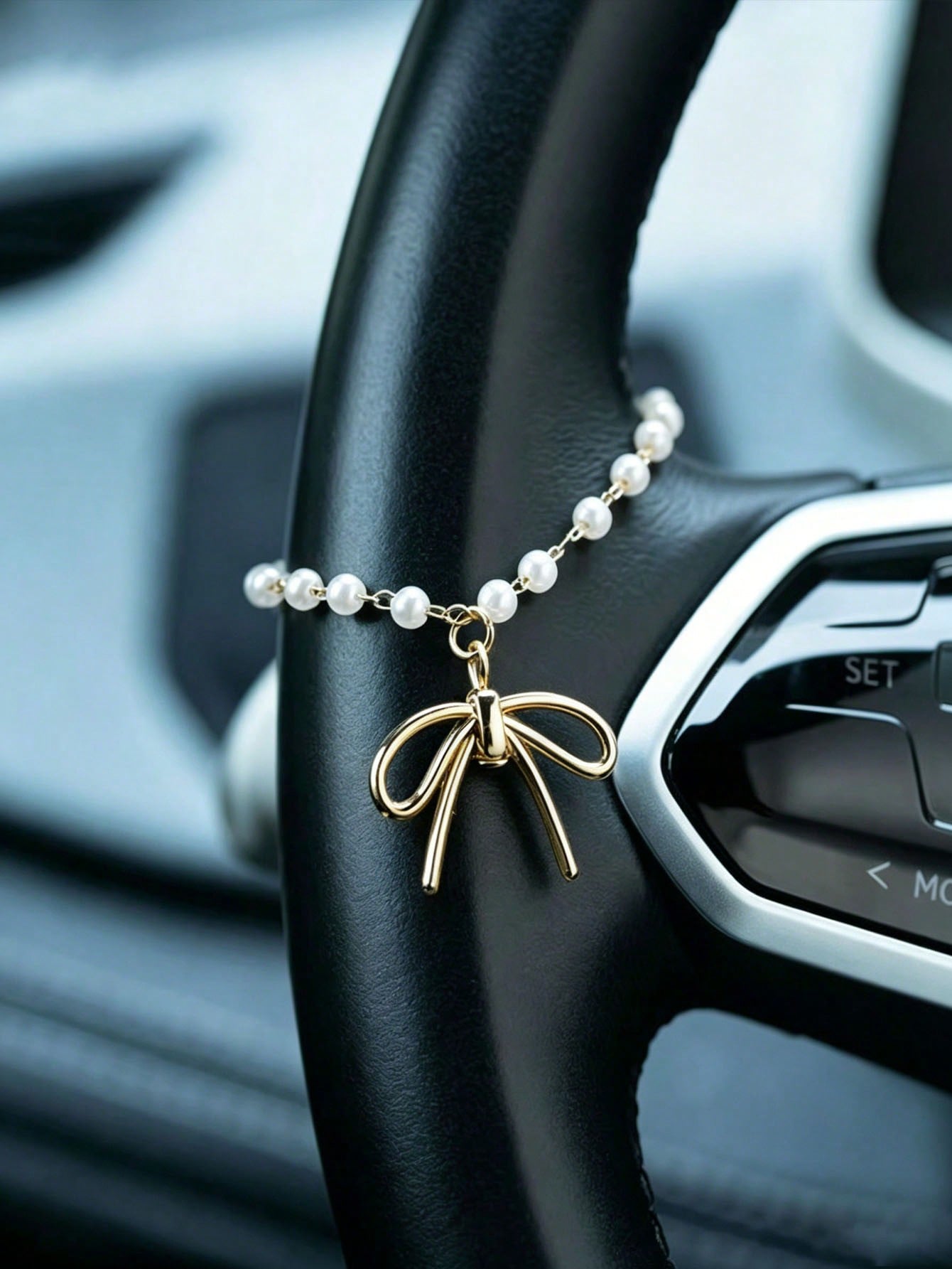 진주 리본 자동차 펜던트 합금 패션 백미러 장식 미니멀 - Car Accessories Evil Eye 리뷰 및 가격
