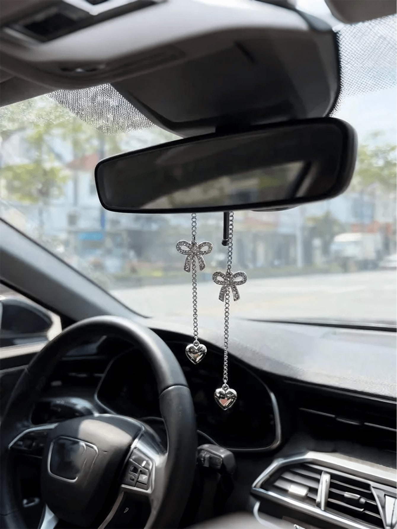 골드 체인 라인스톤 하트 리본 자동차 펜던트, 여성용  - Car Accessories Evil Eye 리뷰 및 가격