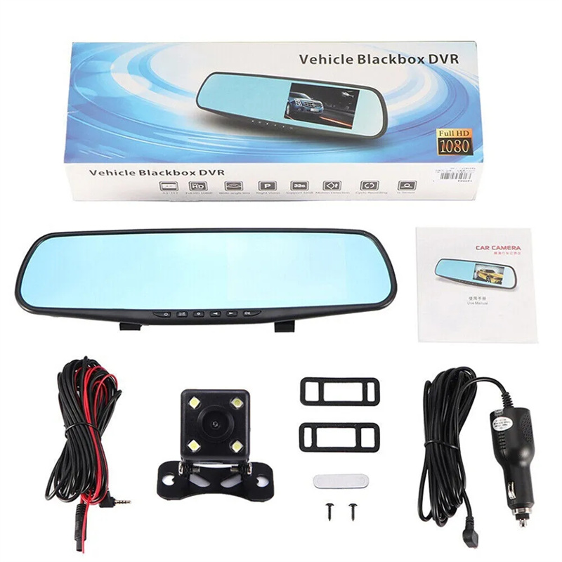 FHD 듀얼 렌즈 차량용 DVR 카메라, 미러 대시 캠 - Car Accessories Youtube 리뷰 및 가격