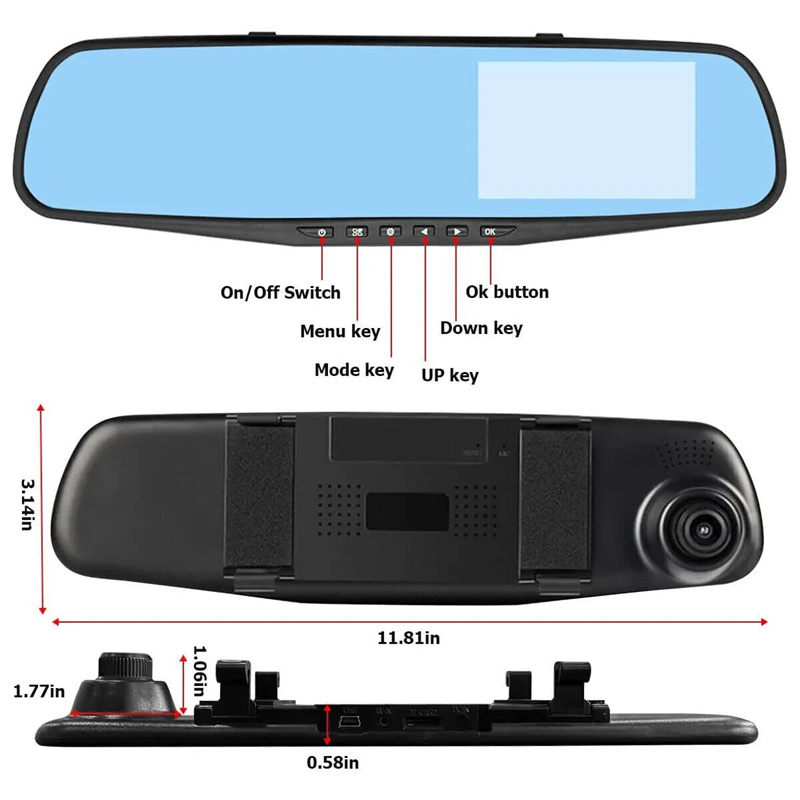 FHD 듀얼 렌즈 차량용 DVR 카메라, 미러 대시 캠 - Car Accessories Youtube 리뷰 및 가격