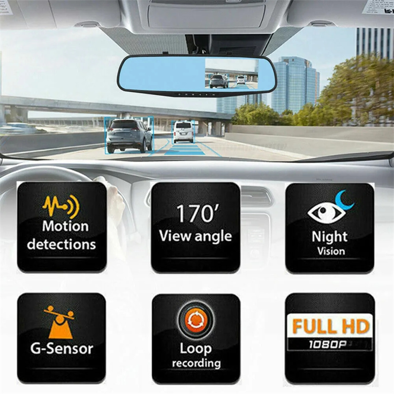 FHD 듀얼 렌즈 차량용 DVR 카메라, 미러 대시 캠 - Car Accessories Youtube 리뷰 및 가격