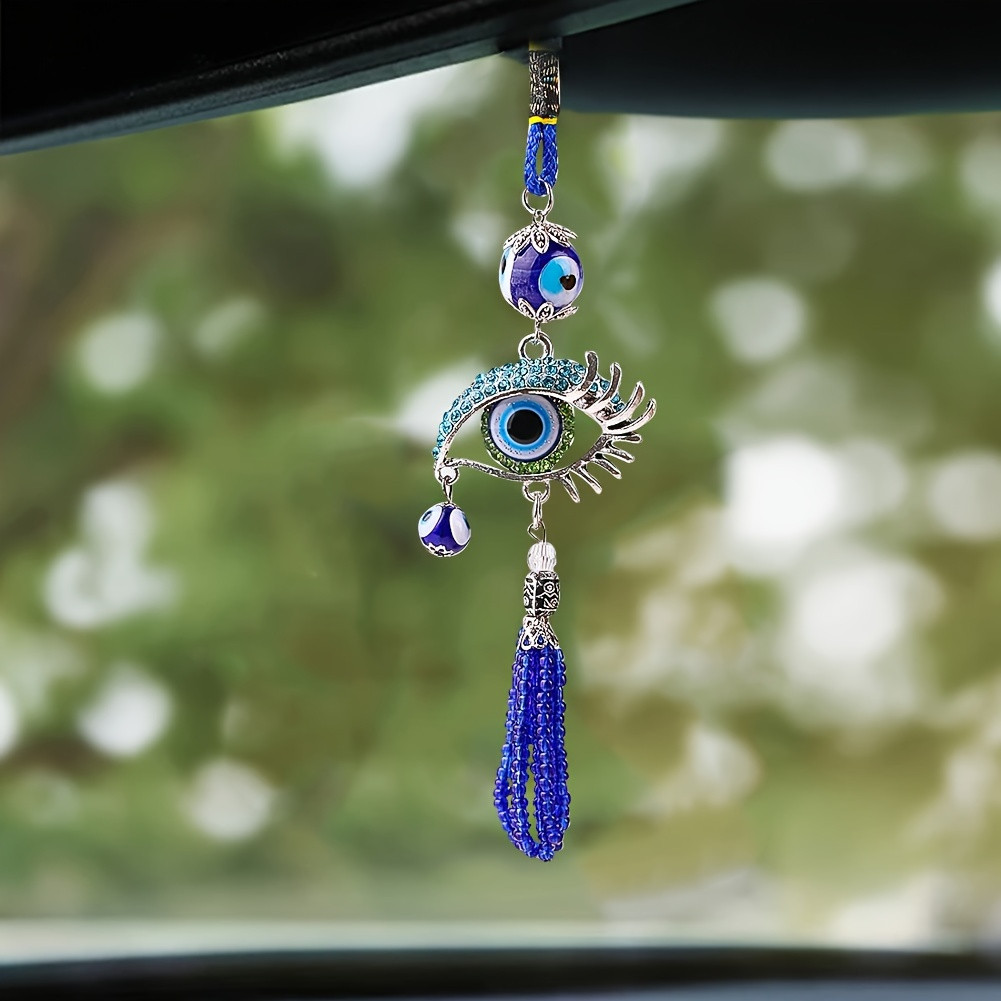긴 속눈썹이 있는 파란색 매혹적인 눈 모양 태슬 자동차 - Car Accessories Evil Eye 리뷰 및 가격