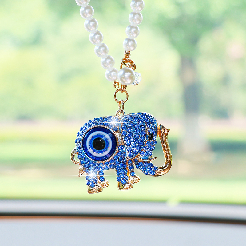 창의적인 라인스톤 코끼리 자동차 백미러 펜던트, 귀여운 - Car Accessories Evil Eye 리뷰 및 가격