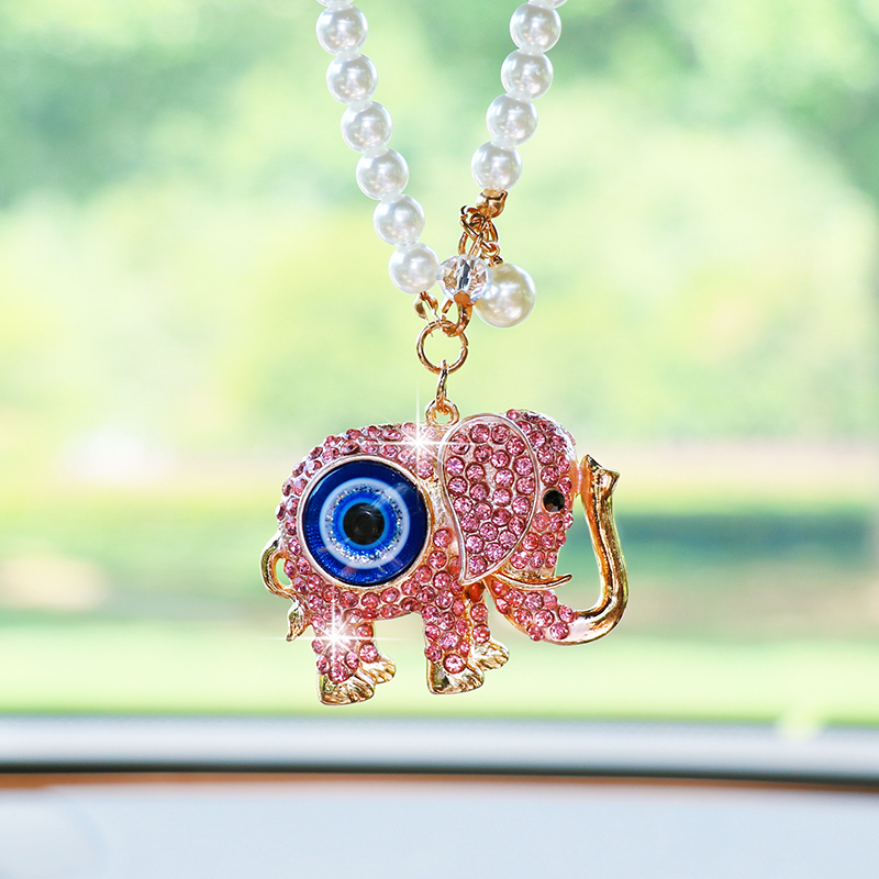 창의적인 라인스톤 코끼리 자동차 백미러 펜던트, 귀여운 - Car Accessories Evil Eye 리뷰 및 가격