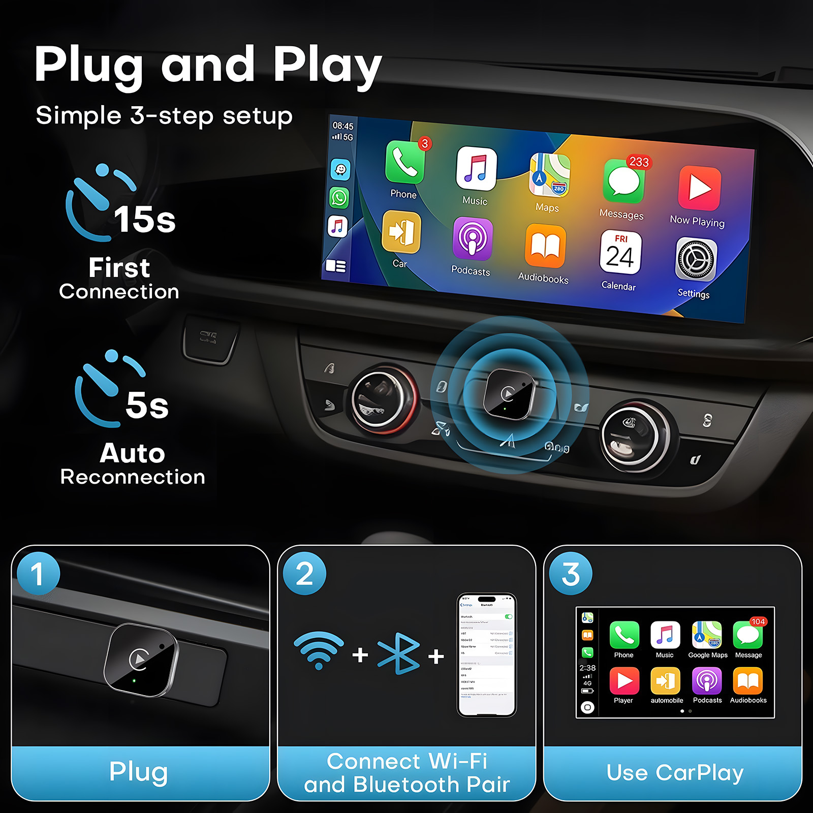 2026 최신 무선 CarPlay 어댑터, CarPla - Car Accessories Youtube 리뷰 및 가격